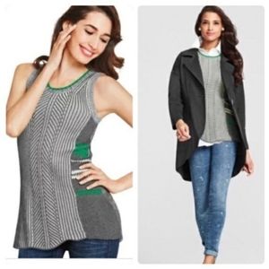 CAbi Green Grey Trident Sweater Vest Size Small